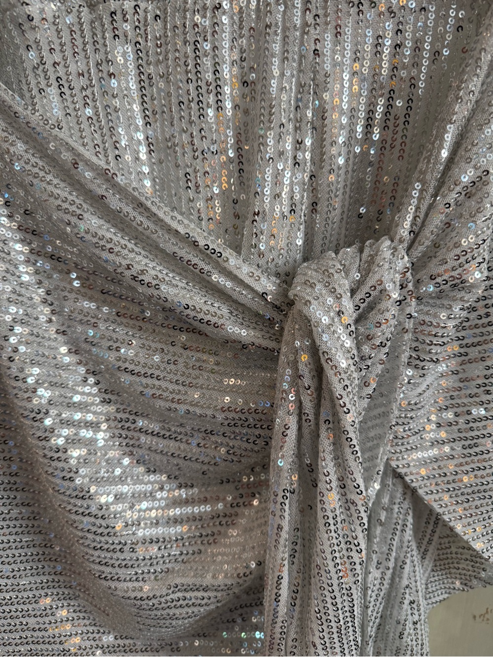 Grace Karin One-Shoulder Silver Sequin Knot Party Dress NWT - Picture 4 of 8